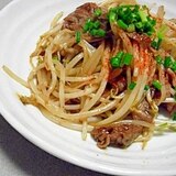 簡単＆節約ですきやき風！牛肉もやし炒め♪